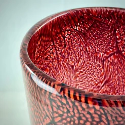 Red & White Filigree Murrine Vase