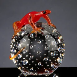 Red Glass Gecko On Sphere