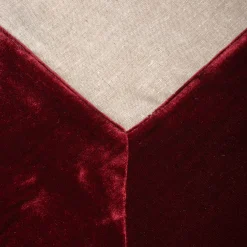 Red Natural Linen With Velvet Border Tablecloth