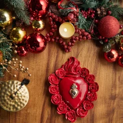 RED ON ME RED ENAMEL CERAMIC HEART