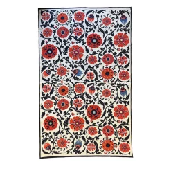 Red Suzani Printed Cotton Tablecloth