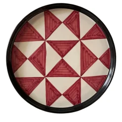 Red Triangle Round Tray