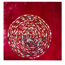 Red Vortex Velvet Hand-Painted Tapestry