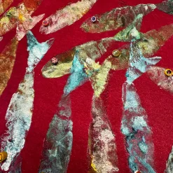 Red Vortex Velvet Hand-Painted Tapestry