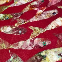 Red Vortex Velvet Hand-Painted Tapestry