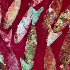 Red Vortex Velvet Hand-Painted Tapestry