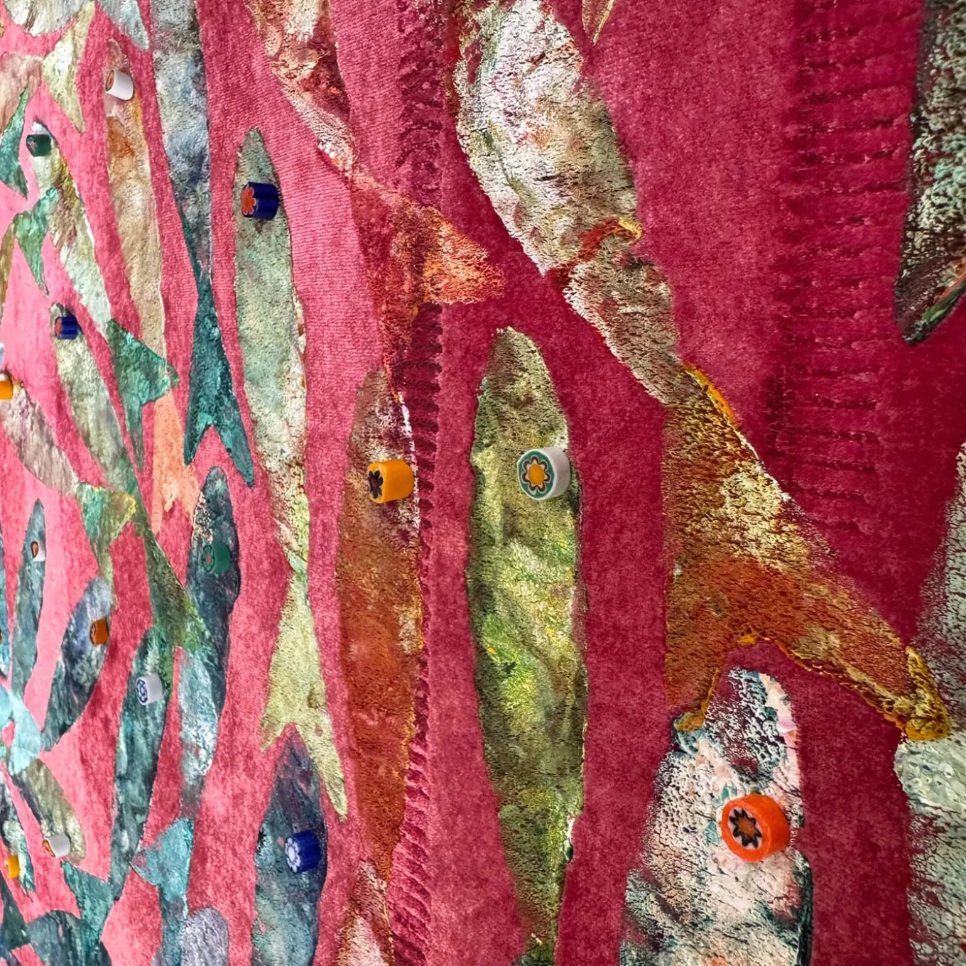 Red Vortex Velvet Hand-Painted Tapestry