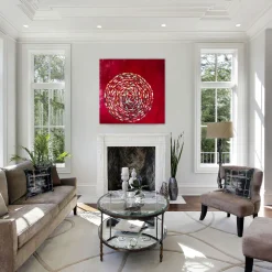 Red Vortex Velvet Hand-Painted Tapestry