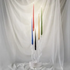 Redentore Clear Murano Glass & Palissandro Marble Candle Holder