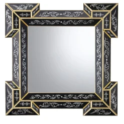 Redor Black Wall Mirror with gold leaf