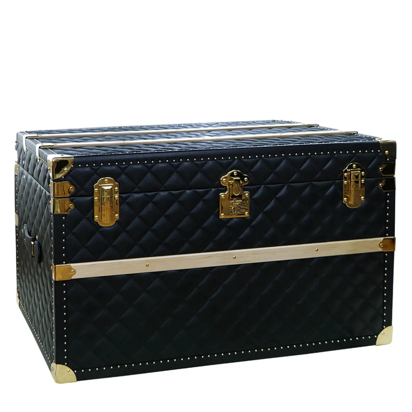 Regale Quilted Blue & Gold Leather Trunk