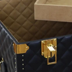 Regale Quilted Blue & Gold Leather Trunk