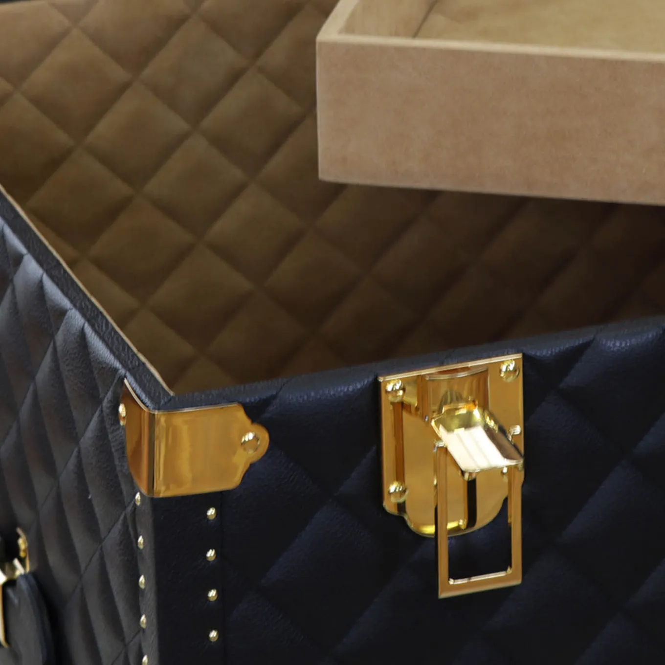 Regale Quilted Blue & Gold Leather Trunk