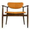 Regina Light Brown Oak Lounge Chair with Leather Upholstery