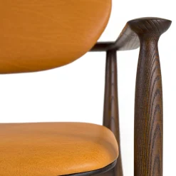 Regina Light Brown Oak Lounge Chair with Leather Upholstery