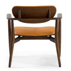 Regina Light Brown Oak Lounge Chair with Leather Upholstery