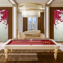 Regis burgundy pool table by Pino Vismara