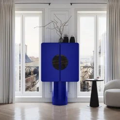 Regis 2-Door Ultramarine-Blue Bar Cabinet