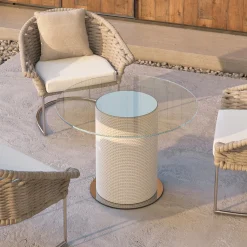 Remì Round White Outdoor Cocktail Table