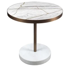 Rene Bistro Table in Bianco Nuvolato Lost Stone by Piero Lissoni