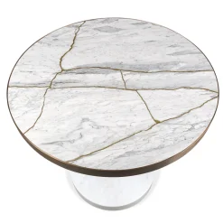 Rene Bistro Table in Bianco Nuvolato Lost Stone by Piero Lissoni