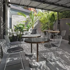 Rene Bistro Table in Bianco Nuvolato Lost Stone by Piero Lissoni