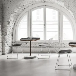 Rene Bistro Table in Bianco Nuvolato Lost Stone by Piero Lissoni