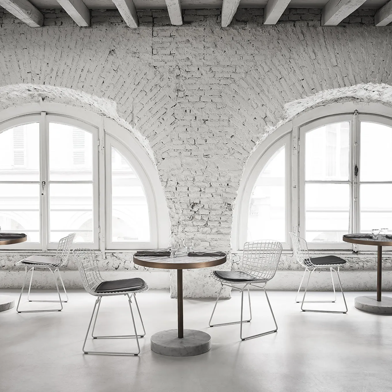 Rene Bistro Table in Nero Marquinia Marble by Piero Lissoni