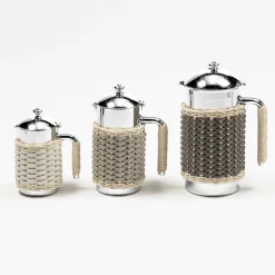 Rennes Brown Leather & Rattan Thermal Carafe