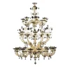 Rezzonico 36 Light Classic Black Gold Blown Glass Chandelier