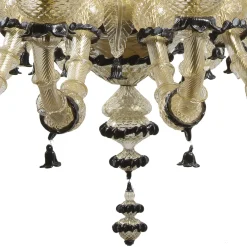 Rezzonico 36 Light Classic Black Gold Blown Glass Chandelier