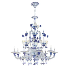 Rezzonico Blue and Crystal 9-Light Chandelier