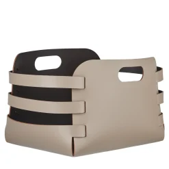 Riga Cappuccino and Chocolate Leather Basket