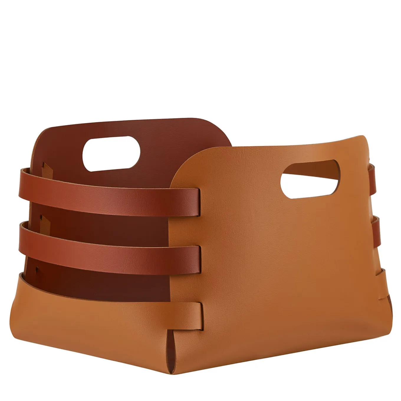 Riga Cognac and Bordeaux Leather Basket