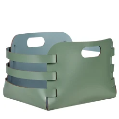 Riga Eucalyptus and Sky Blue Leather Basket