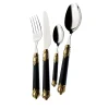 Rinascimento Gold 24-Piece Cutlery Set in Black with Box