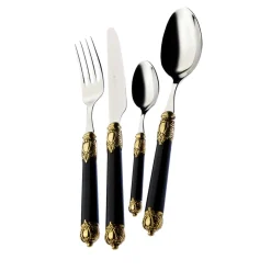 Rinascimento Gold 24-Piece Cutlery Set in Black with Box