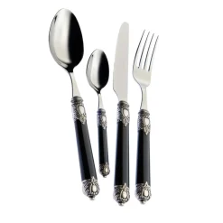 Rinascimento 24-Piece Cutlery Set in Black with Box