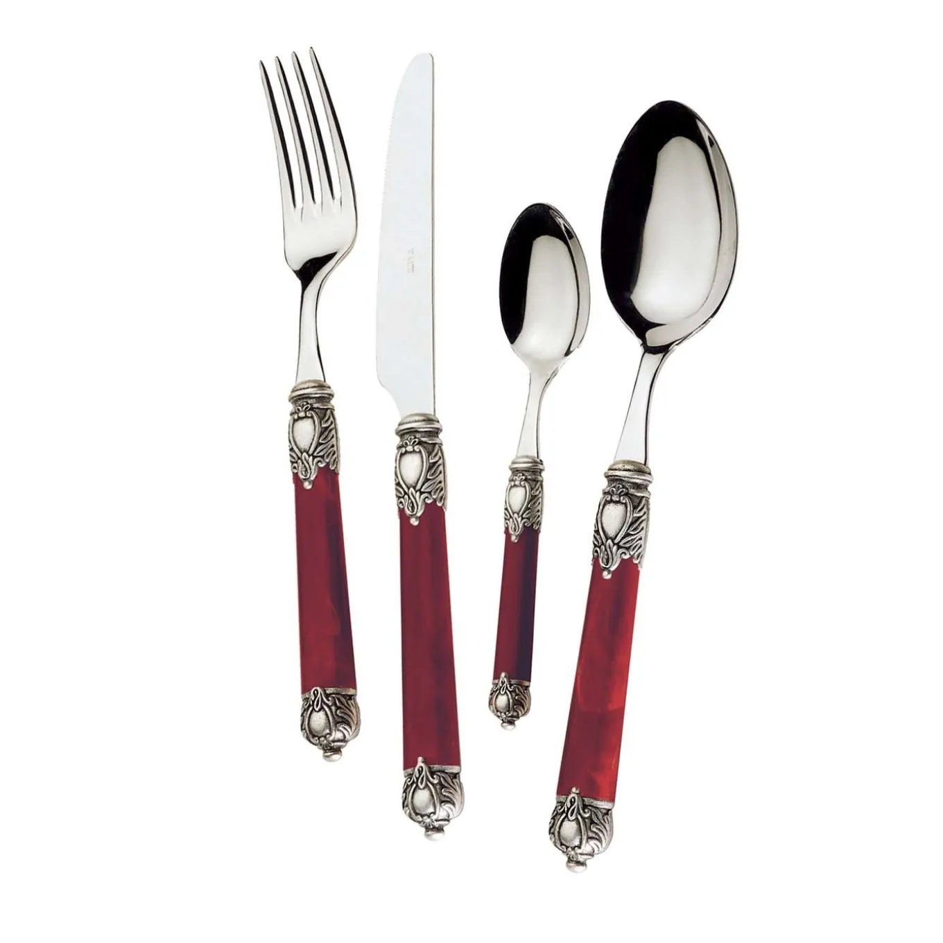 Rinascimento 24-Piece Cutlery Set in Burgundy with Box