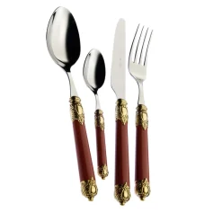 Rinascimento 24-Piece Cutlery Set in Burgundy with Box