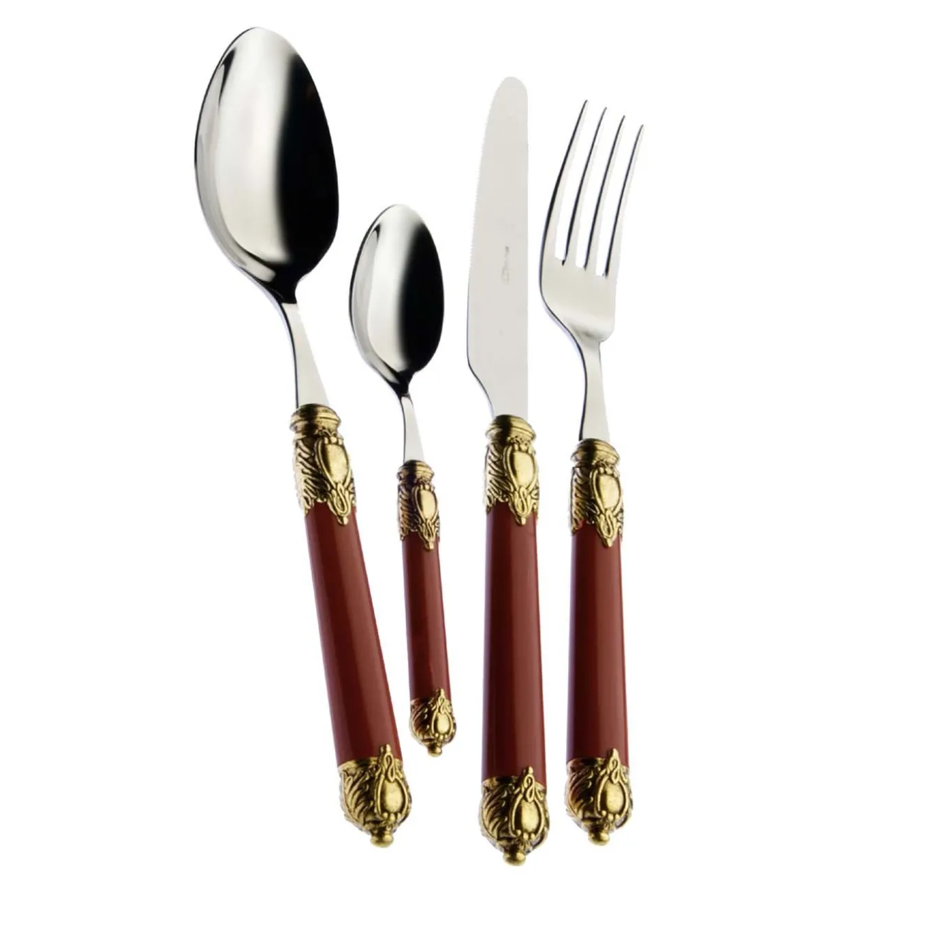 Rinascimento 24-Piece Cutlery Set in Burgundy with Box