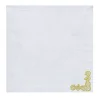 Rinascimento Set of 2 Golden-Embroidered White Linen Napkins
