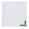 Rinascimento Set of 2 Green-Embroidered White Linen Napkins