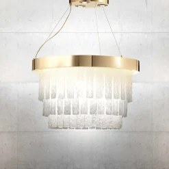 Ring Chandelier with Venetian Glass Rectangular Elements