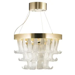 Ring Chandelier with Venetian Glass Curled Elements