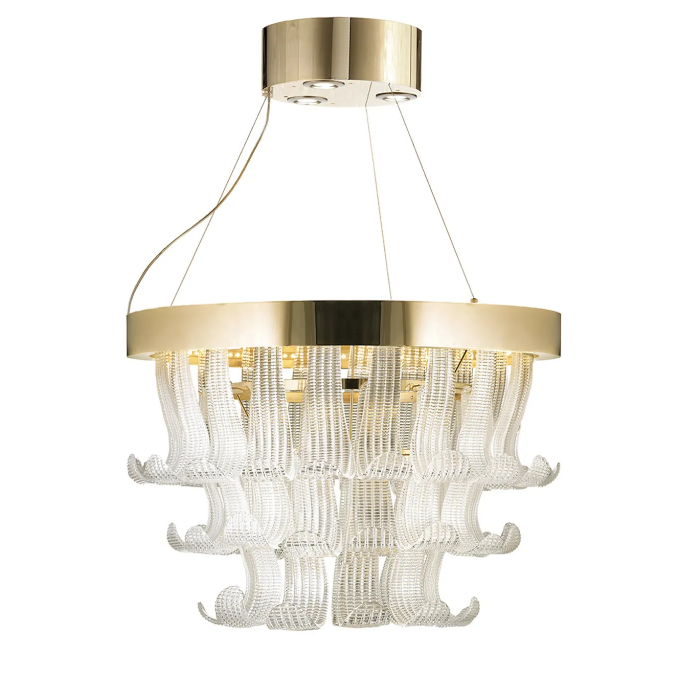 Ring Chandelier with Venetian Glass Curled Elements