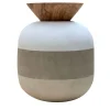 Rito N. 3 C Lecce Limestone Vase With Olive Wood Lid