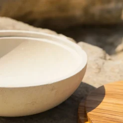 Rito N. 3 E Lecce Limestone Bowl with Olive Wood Lid