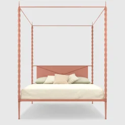 Rito Pink Iron Canopy Double Bed