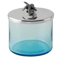 Riviera Blue Crystal with Starfish Handle Trinket Box